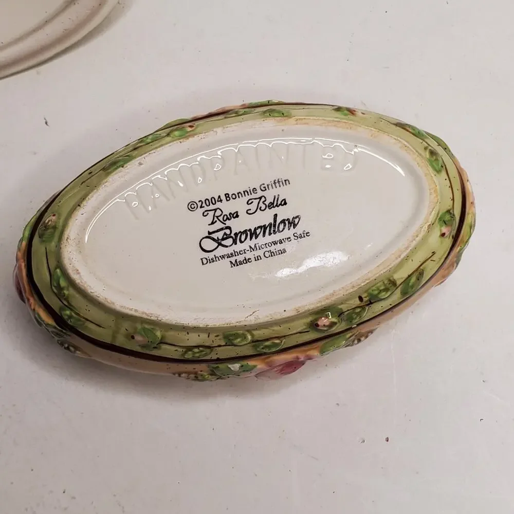 Vintage 2004 Brownlow Rosa Bella Trinket Box by Bonnie Griffin 8x3x3 Inch